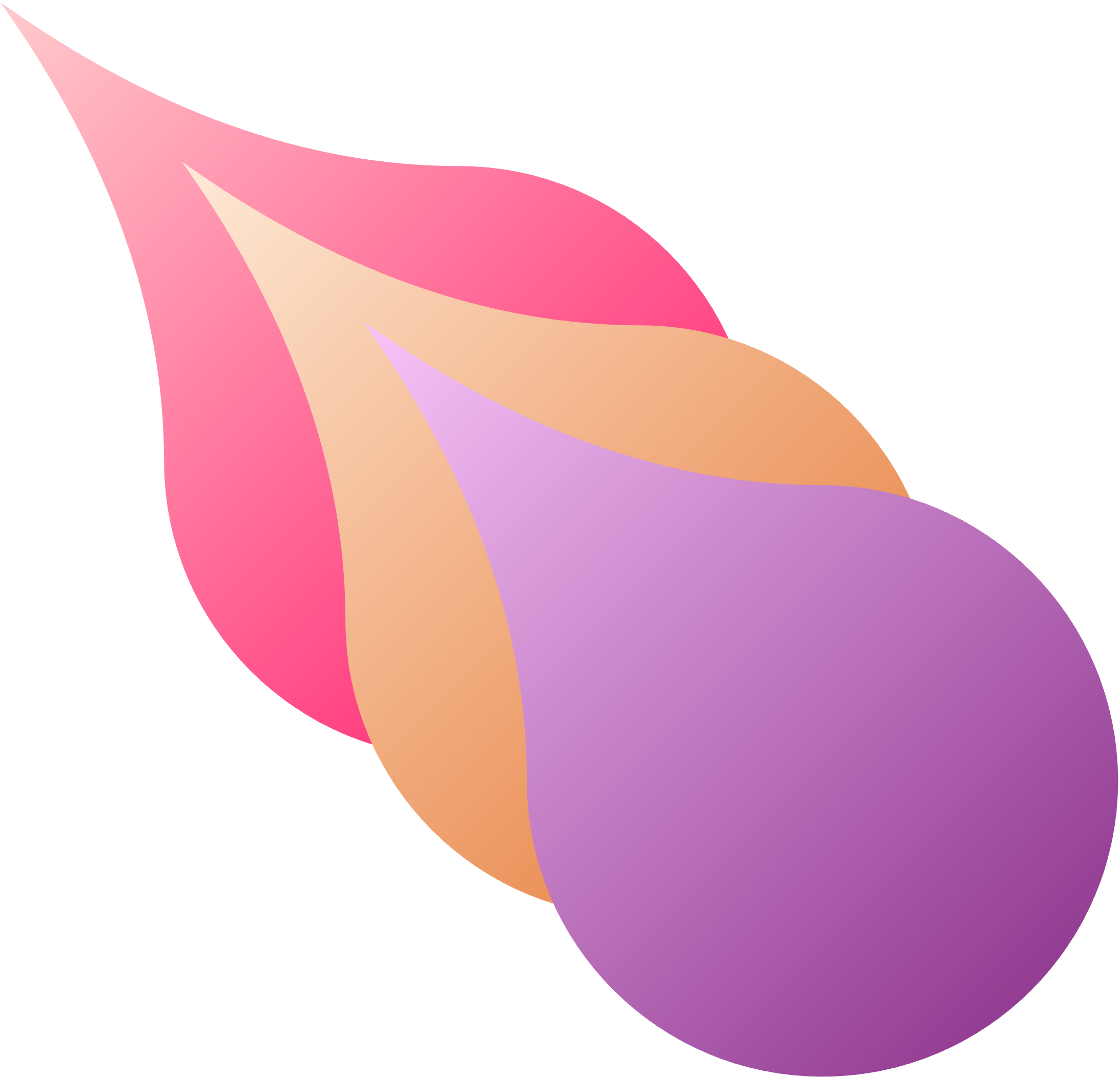 pink, orange and purple teardrops